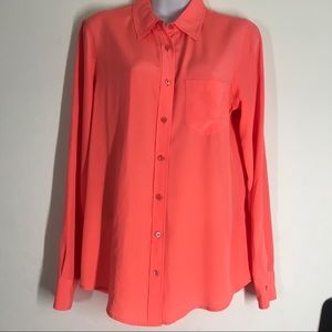 Equipment Femme 100% Silk Orange Long Slee…